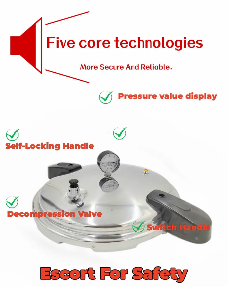 Description Picture 5 of item23L aluminum alloy pressure cooker household thickened explosion-proof gas stove double bottom pressure cooker