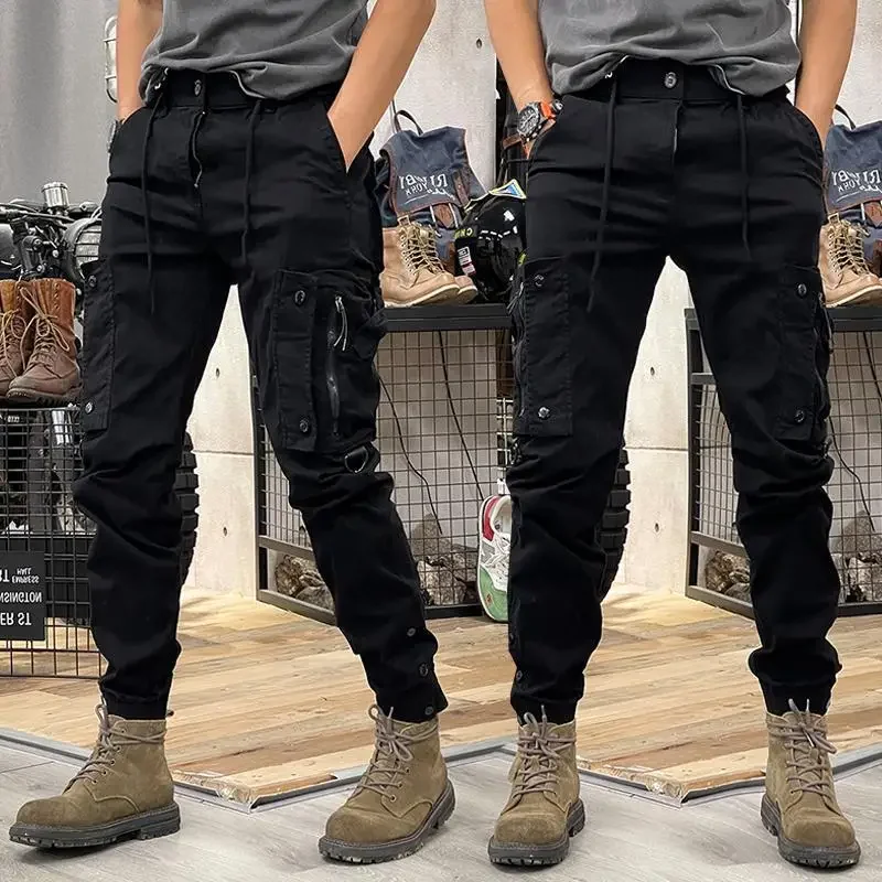 thumbnail image 1 of Pantalones cargo estilo americano para hombre, de primavera y otoño, de pierna recta, tácticos, informales, para exteriores, listos para trabajar, 1 of 5