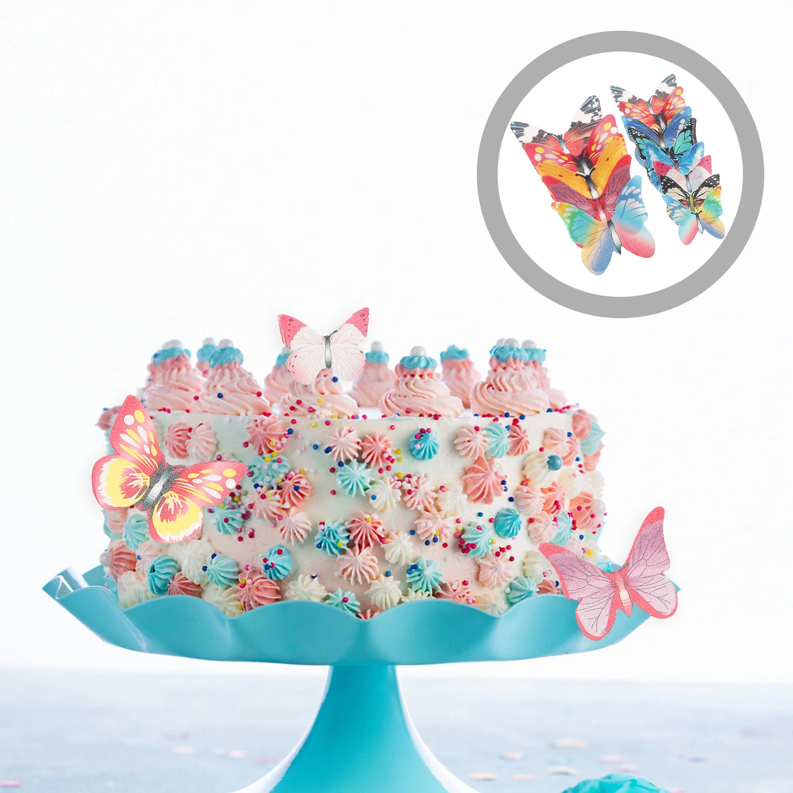 

40 Pcs Paper Cups Cupcake Picks Decoration Flowers Butterfly Butterflies Ornament