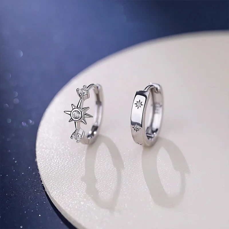 Elegant zircon star hoop earrings