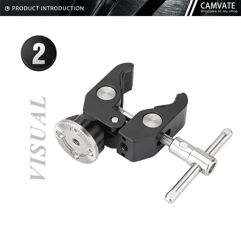 Super Crab Clamp With ARRI Rosette Mount M6 Female Thread & 1/4"-20 Threaded Hol