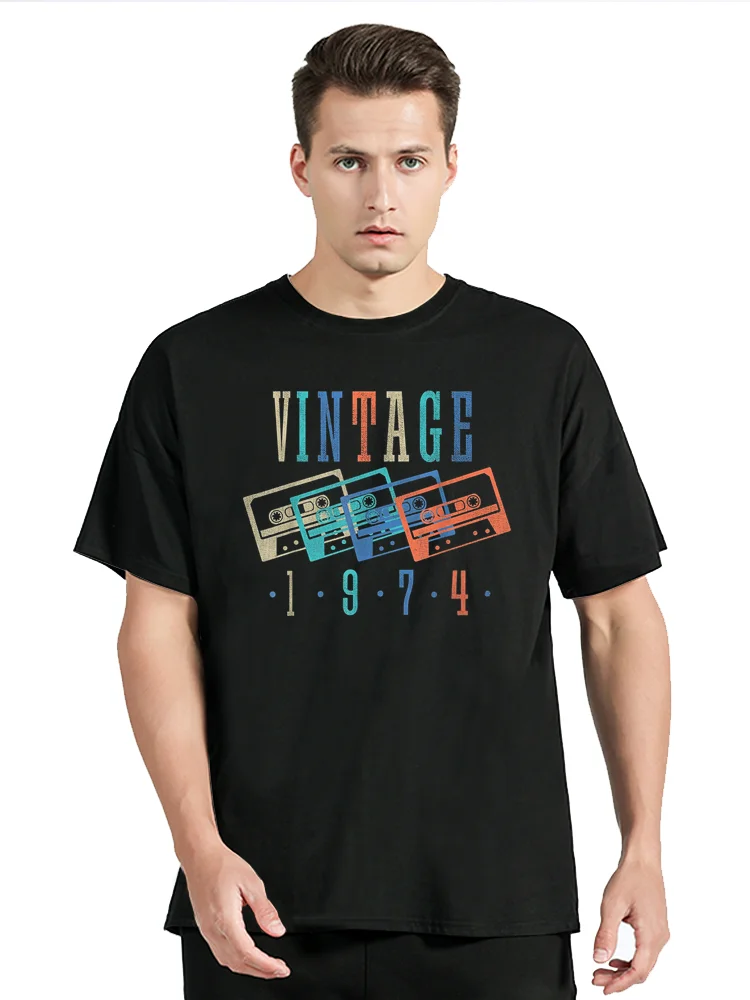 Hergestellt im Jahr 1974, limitierte Auflage, Baumwoll-T-Shirt für Herren, Streetwear, lässiges T-Shirt, neues O-Ausschnitt, übergroßes T-Shirt, modische Tops, Herrenbekleidung – Detail 3