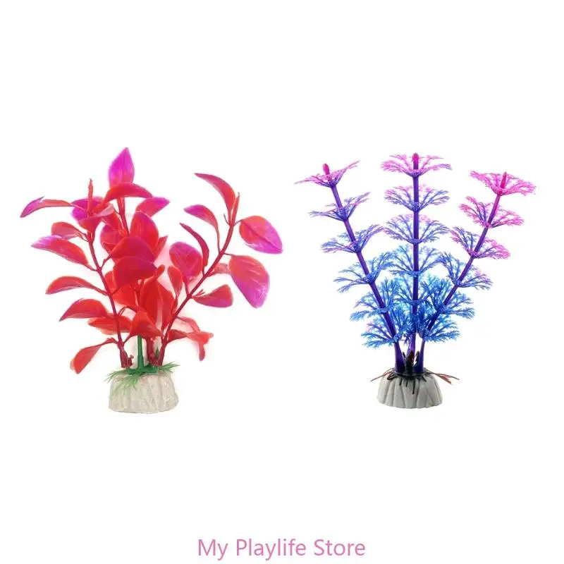 

2 Pcs Artificial Green Aquatic Plant Small Aquarium Decors Landscape for Beautify Fish Tank Aquariums Landscaping Hiding Spot