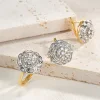 Rose design inlaid vermiculite set ring earrings Copper copper plated 14K gold fashion jewelry festival daily accessories