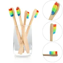 

Soft Rainbow Bristles Bamboo Handle Oral Care Teeth Travel Cleaning Toothbrush