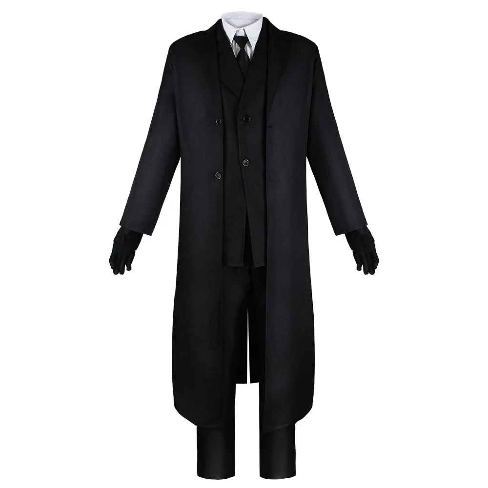 Bungo Stray Dogs Dazai Osamu Black Trench Coat and Suit Cosplay Costume