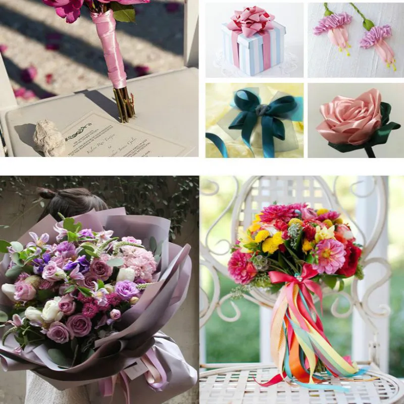 22Meter/Roll 1cm Silk Satin Ribbons Wedding party Decorative Gift Wrapping Accessories DIY Handmade Crafts Cake packaging