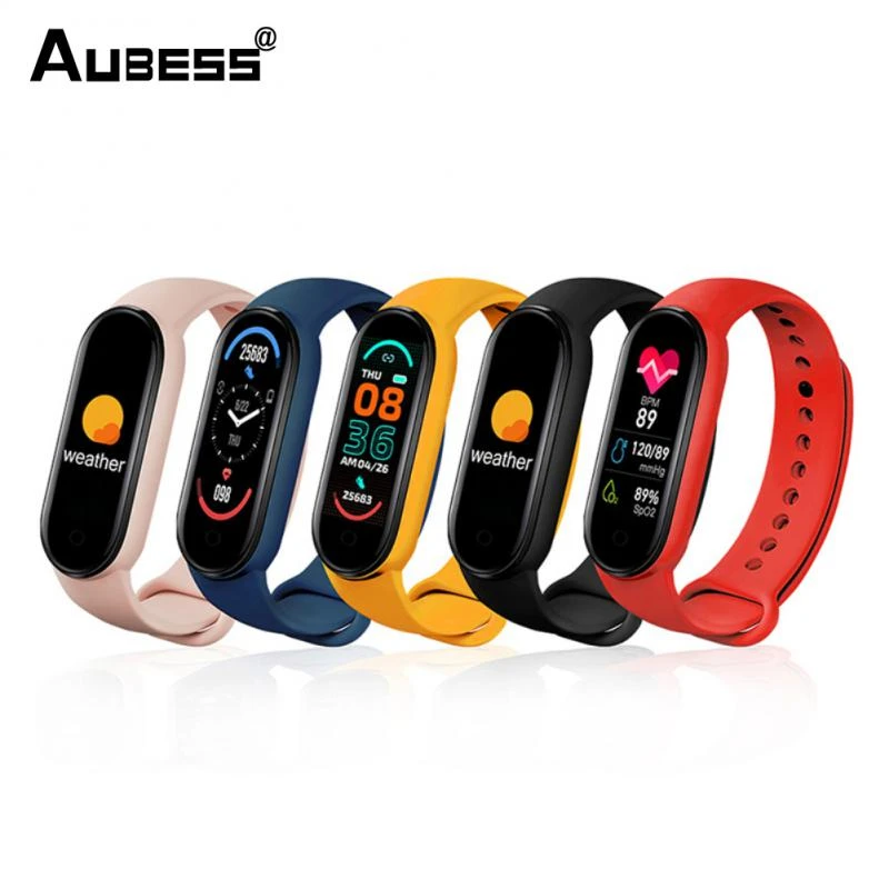 Aubess M6 Smart Bracelet Watch Fitness Tracker Heart Rate Blood Pressure Monitor Color LCD Waterproof Function For Mobile Phone