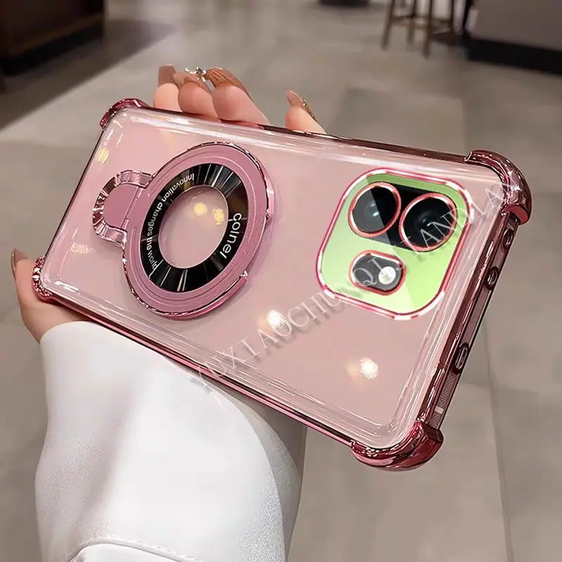 Deluxe Plated Clear Frosted Stand Soft Case Cover - Skin Friendly Bumper