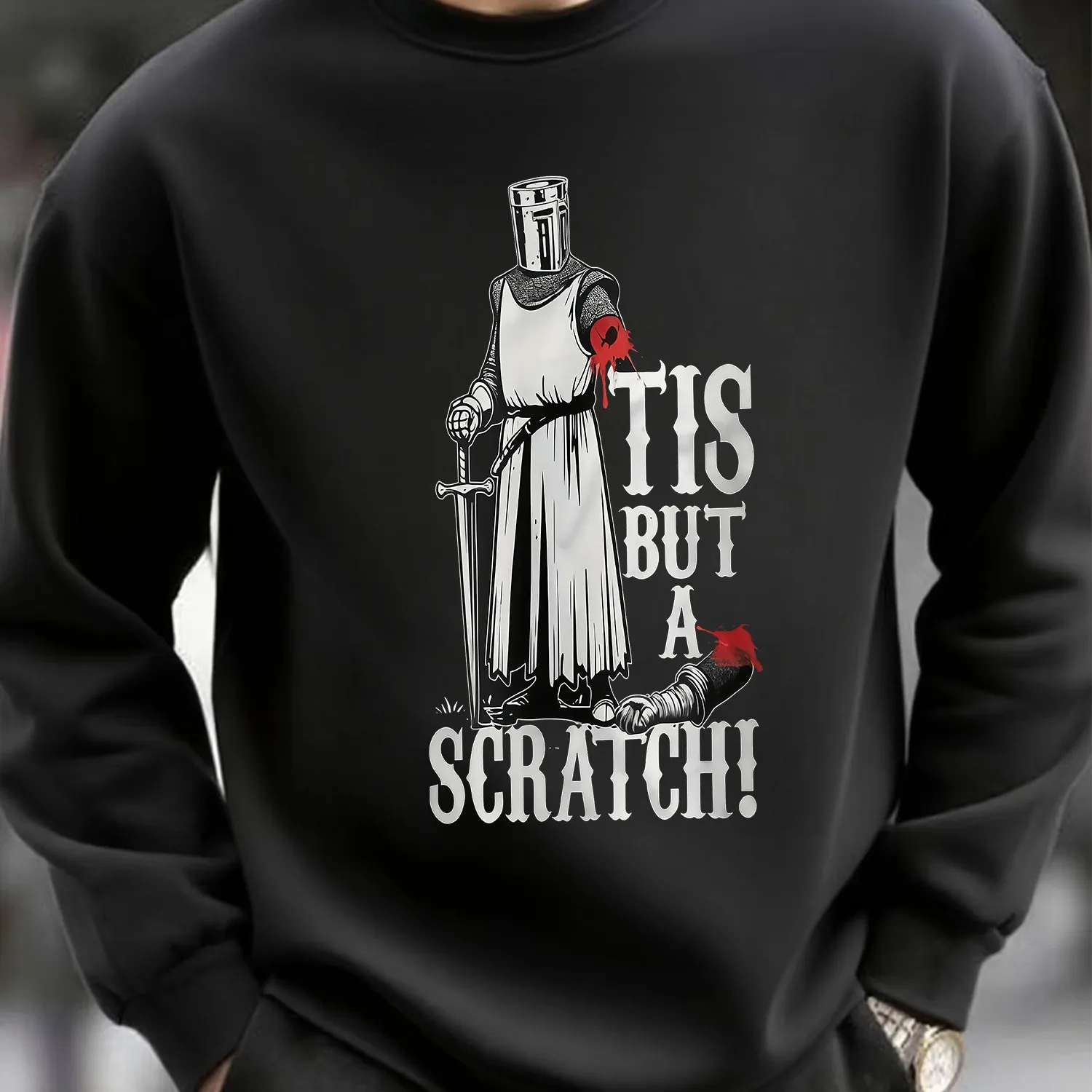 Men's Black Minimalist Graphic Pullover - Simple & Sophisticated