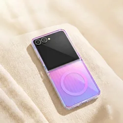 Laser - Cut Bright Transparent Folding Case with Dazzling PC+TPU Design - Galaxy Z Flip 8 (D34)