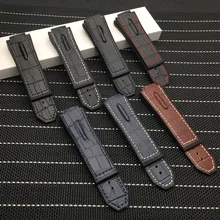 

29*19mm Black Blue Brown cow real leather with Silicone watchband watch band for Hublot strap for king power series hub logo on