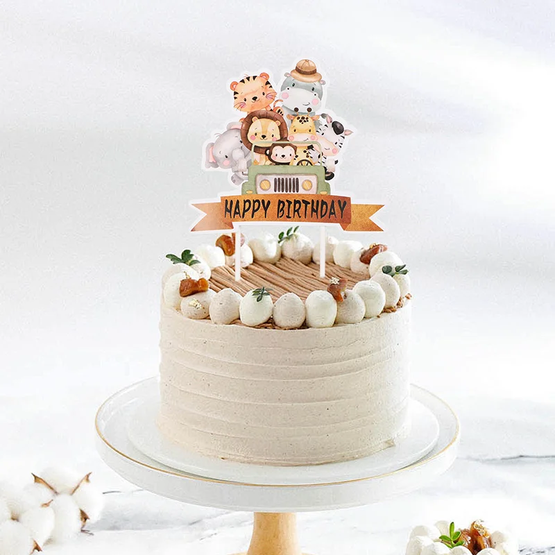 Kuchendeckel mit Safari-Tieren, Cartoon-Giraffe, Löwe, Zebra, Cupcake-Wrapper, Dschungel-Motiv, für Kinder, Jungen, wilder 1. Geburtstag, Party-Dekoration – Detail 3