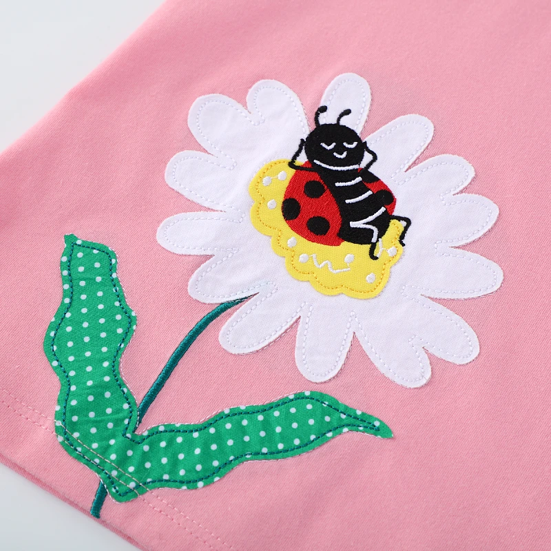 Baby Girls Children's Clothing 2025 Summer Embroidered Cartoon Casual Flowers Bees Dresses Kids Clothes Cotton