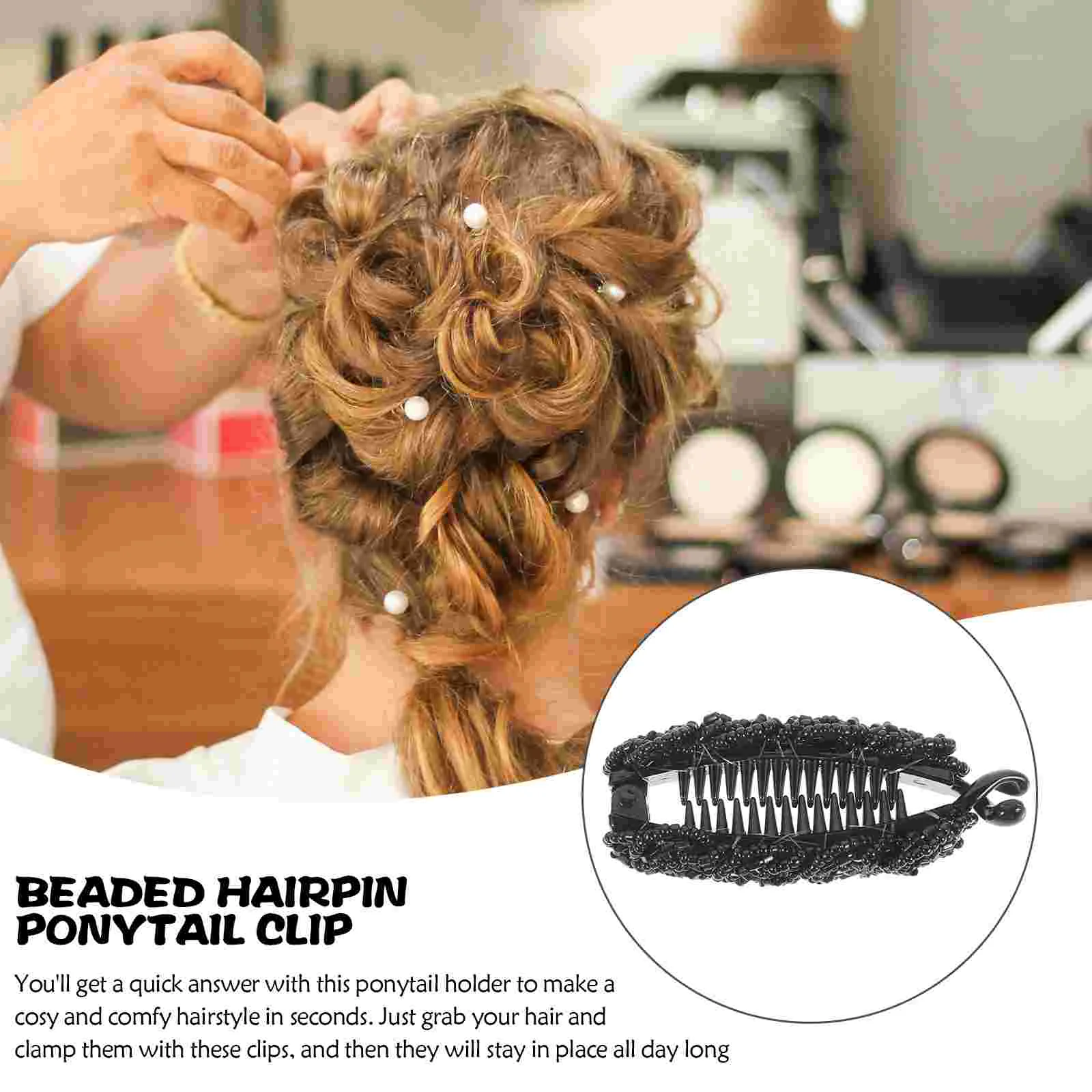 Ponytail Clip Holder for Lady Banana Hair Pins Fashionable Barrettes Thick Clips Fluffy 3
