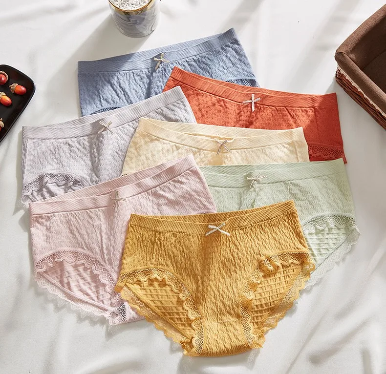 Women Seamless Panties Sexy Lace Mid 