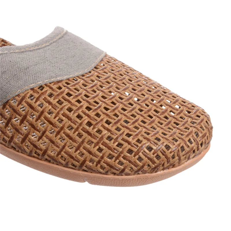 Men Anti-Slip Linen Slippers Rattan Grass Couple Comfortable Breathable Beach Sandals For Men Summer Home Indoor Slippers Shoes slippers sandals