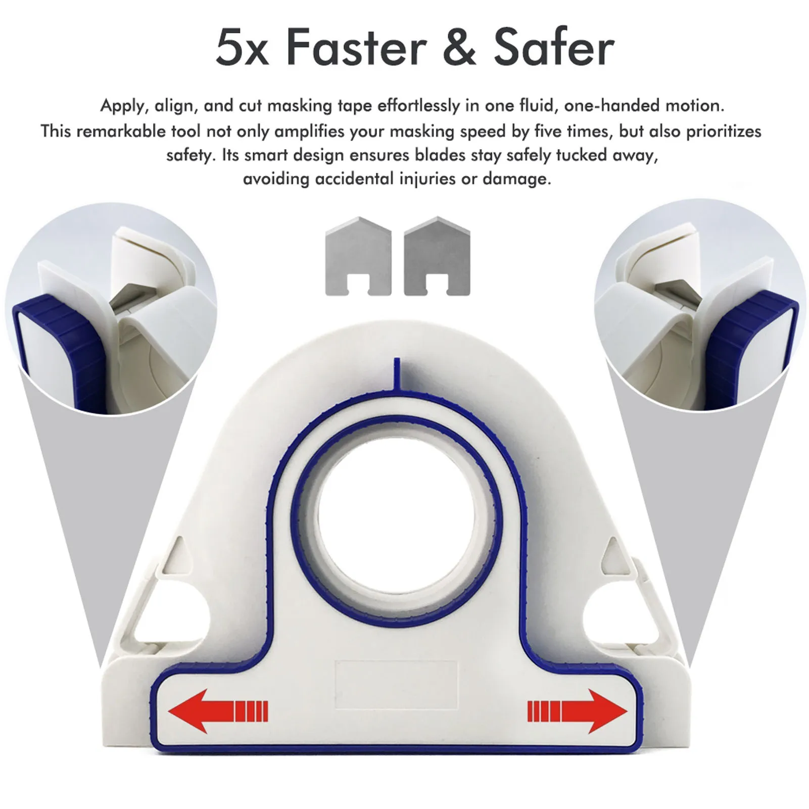 6Pcs/set Masking Paint Tape Applicator and 25mm Width Red Tape Ergonomic Portable Masking Set for Wall Floor