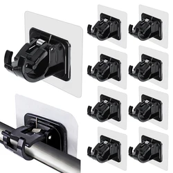 Nail-Free Adjustable Curtain Rod Clips Hooks Holder Clamp Rod Hanging Bracket Wall No Drill Self Adhesive Rack Home Organizer