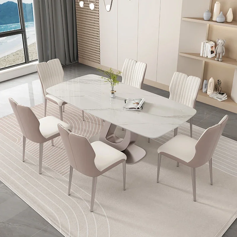 

Center Kitchen Dining Tables Marble Modern Dining Table Floor Apartment Office White Home Furniture