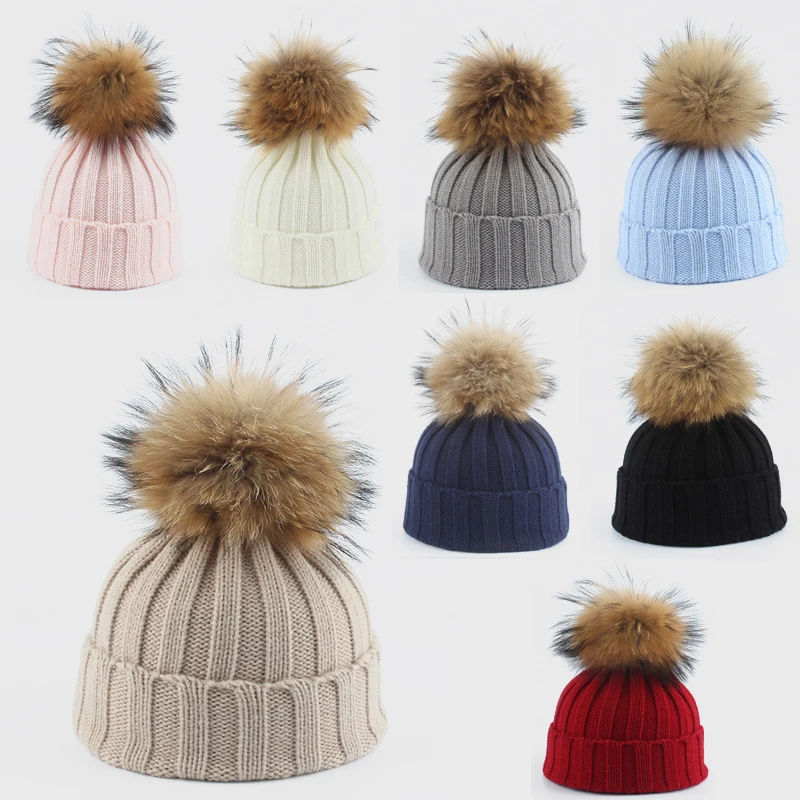 Kinder wintermuts met pom pom zwart