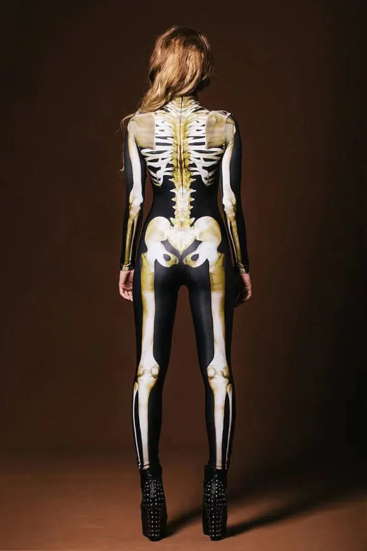 Cosplay Costume Skeleton Skull Digital Printing Women's Tight Halloween Party Jumpsuit Cosplay Costume Zentai Bodysuit Outfits