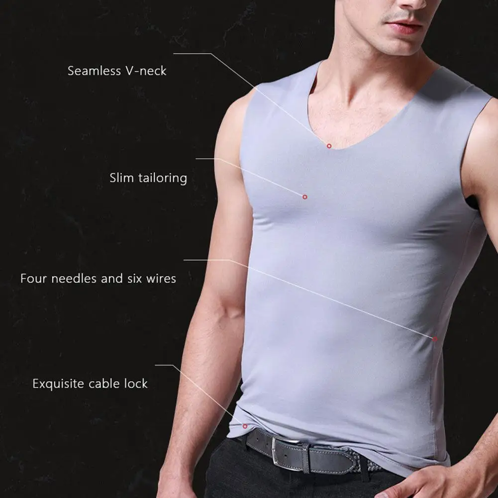 3PCS No Trace Cool Men Vest Tank Tops Underwear Mens Undershirt Shirts Male Bodyshaper Fitness sleeveless Men's Running Vest 5XL images - 6