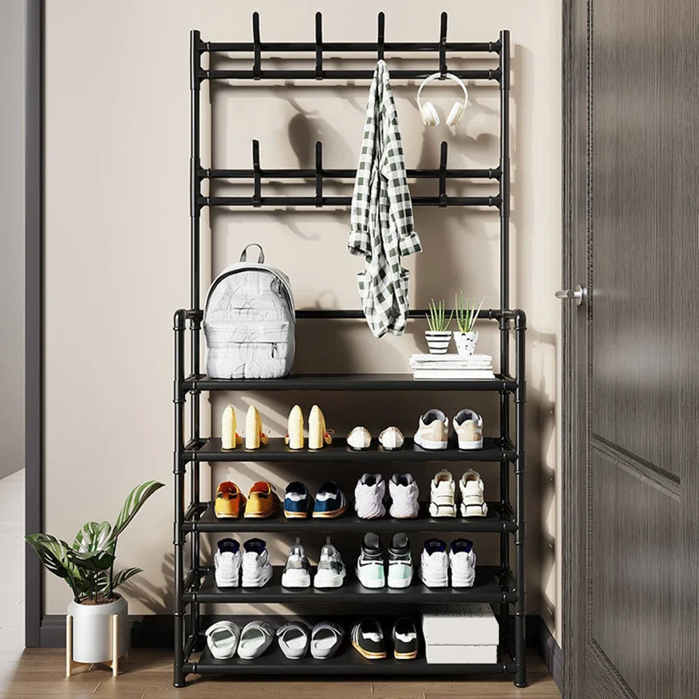 

Multifunctional Shoe Cabinets Clothing And Hats Shelves Furniture Small Scale Placement Steel Pipe Modern Simplicity