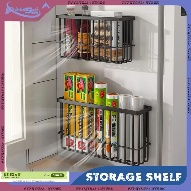 ชั้นวางของแม่เหล็กประหยัดพื้นที่ติดผนังเหล็กคาร์บอนผู้ถือกระดาษผ้าเช็ดตัวในครัวเรือนตะกร้าเก็บห้องครัว Rack 1