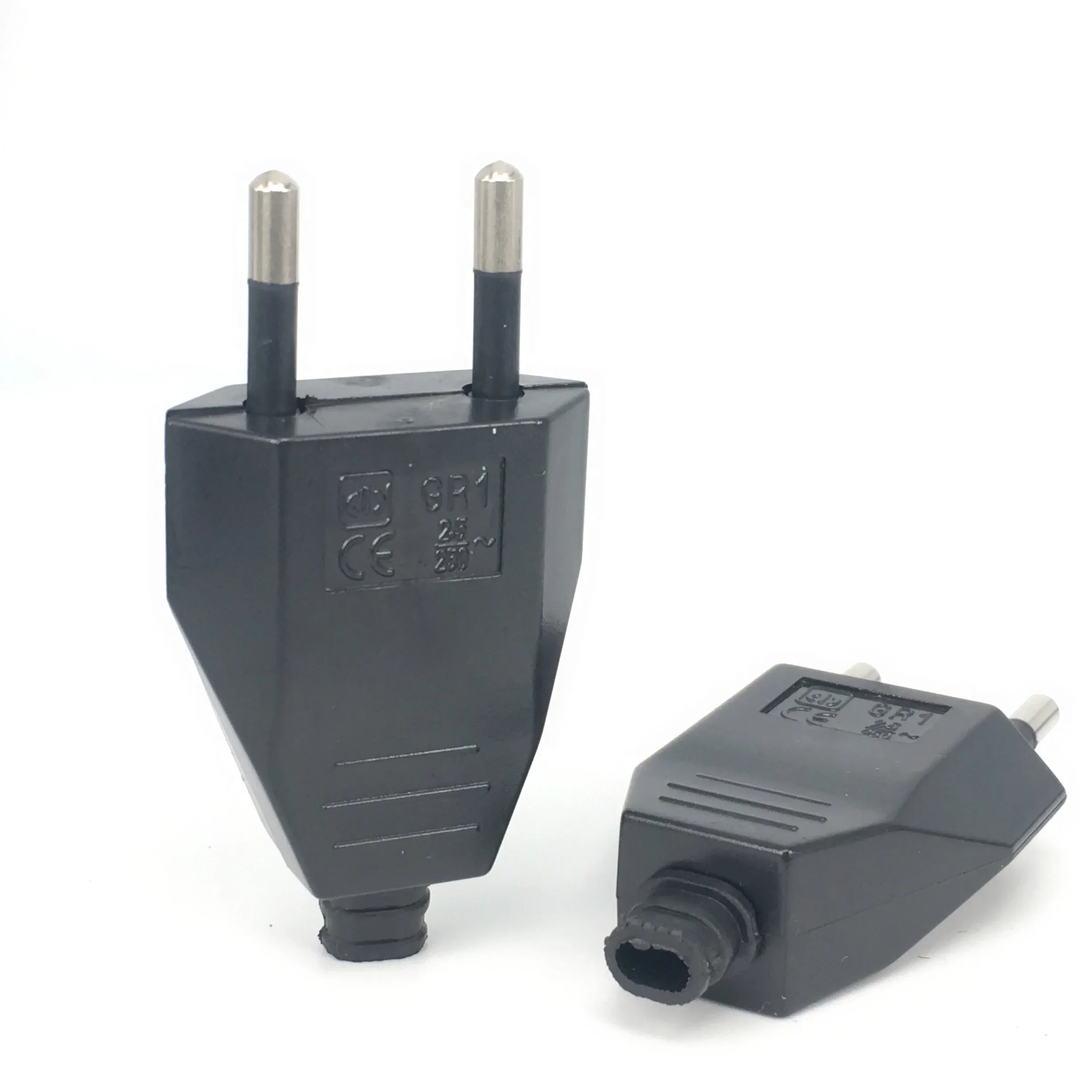 European DIY Rewireable White Power Plug, 4mm Pin, Euro Male Detachable Plug