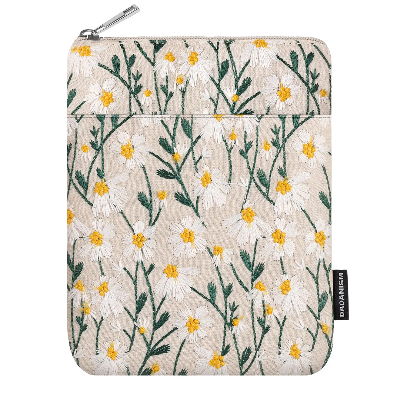 Embroidered Daisy Padded E-Reader Protective Sleeve