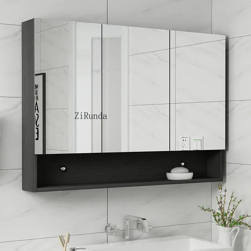 Nordic Smart Bathroom Mirror Cabinet Wall-mounted Washroom Illumination Mirror Cabinet Storage Furniture Muebles Para Bano FYBC