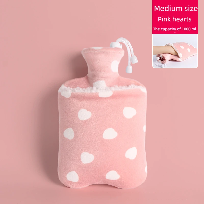 

Hot Water Bag Explosion-proof Leak-proof Warm Belly Water Injection Kangaroo Pocket Design PVC Lovely Flannelette Large Warm Bag