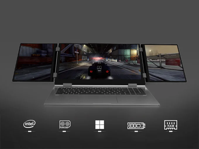 Three Screen Laptop LCD 16 Inch 1920*1200 10.5 Inch 1920*1280 Core I7-1260P Laptop DDR4 NVMe SSD WIFI6 BT5.2 CameraFace Unlock 4