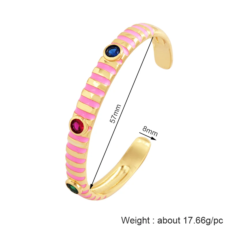 Fashionable Multicolor Gold Plated Gemstone Charm Bangle,Fine Colorful Enamel Open Adjustable Bracelet Jewelry Supply Q35 - Image 3