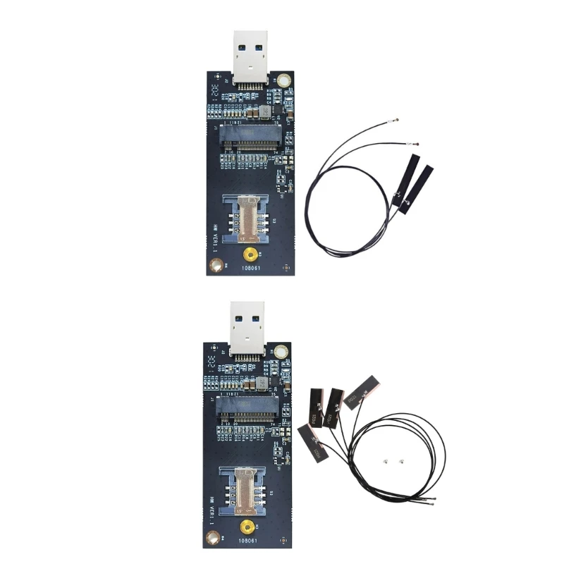 NGFF Key-B to USB3.0 3G/4G/5G WWAN Module Test Adapter Board with SIM-Slot Antennas  USB WWan Adaspter Card