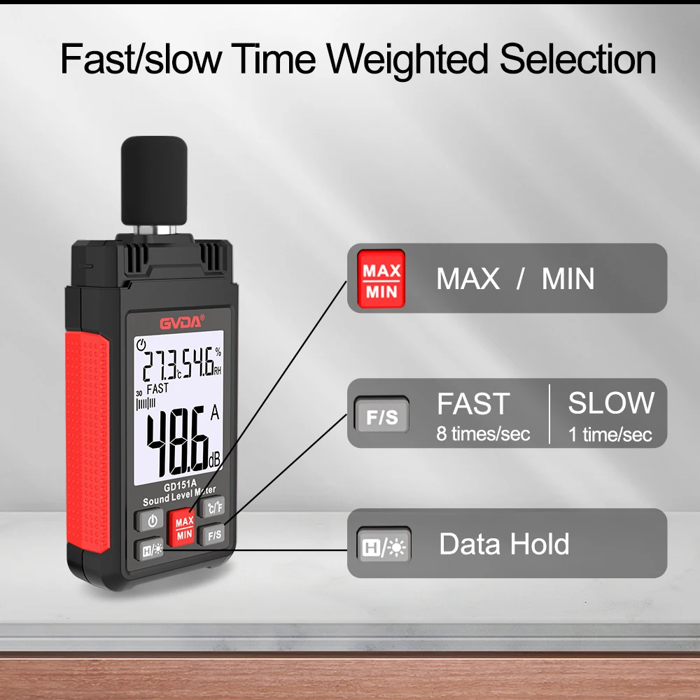 GVDA Digital Sound Level Meter Audio Level Meter Sonometro Sound Meter Decibelimetro 30-130dB Decibel Meter Portable Noise Meter 5