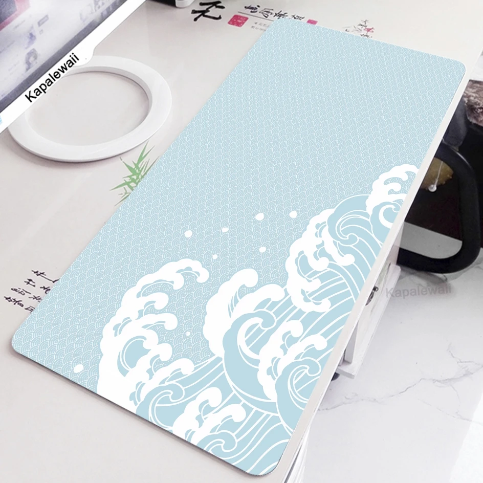 Japanese Great Off Wave Mouse Pad Gamer Large Black and White Mousepad XXXL Mouse Mat Game Carpet Rubber Keyboard Pads 50x100cm