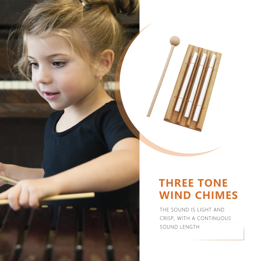 ThreeToneChimeBellwithMalletTrioHandChimeLongResonanceWooden