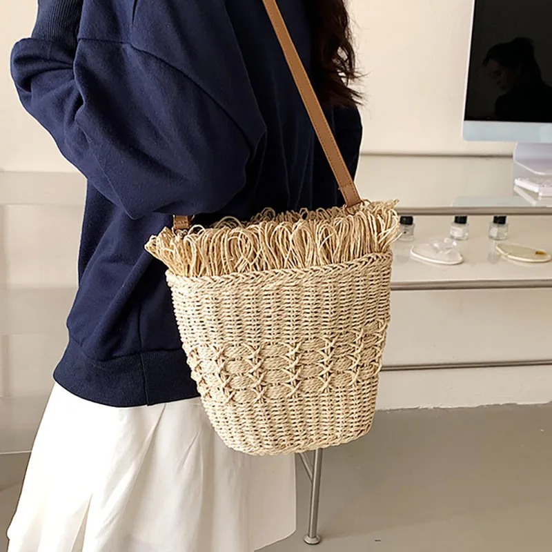 Summer Tassels Straw Bag for Women 2022 New Fashion Simple Weaving 