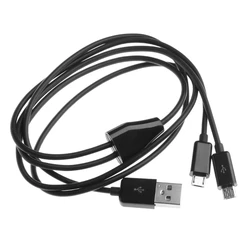 Dual Micro USB Male Y Splitter Cable with USB 2.0 A Male Connector (Black)