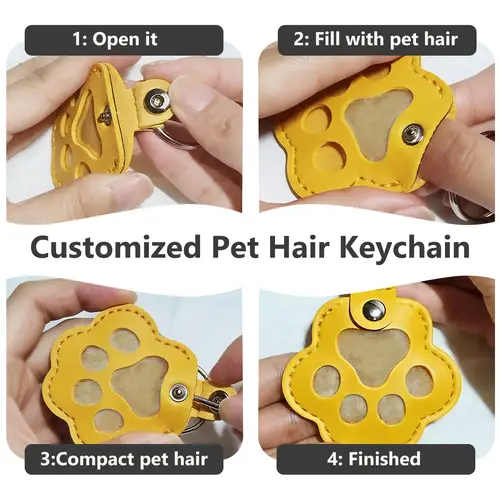Personalized Pet Photo Leather Keychain Engraved Portrait Dog Cat Paw Fur Memorial Keepsake Loss Gift Pet Lover Keyring Jewelry - Image 5
