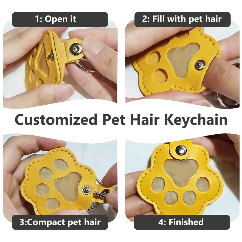 Personalized Pet Photo Leather Keychain Engraved Portrait Dog Cat Paw Fur Memorial Keepsake Loss Gift Pet Lover Keyring Jewelry - Image 5