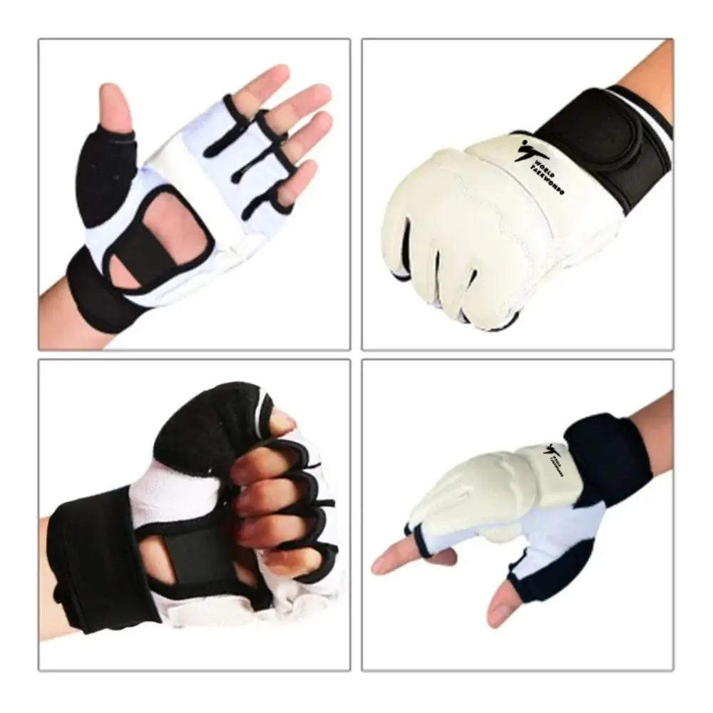 Half Finger Boxing Gloves Foot Protector PU Leather Workout Gloves Karate Muay Thai Training Taekwondo Gloves