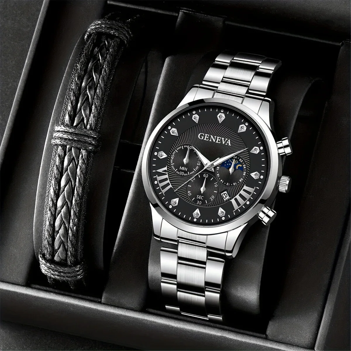 

Fashion Sport Stainless Steel Quartz Watches Men Gift Set Bracelet Male Business Wristwatch Suit for Husband luxury watch men
