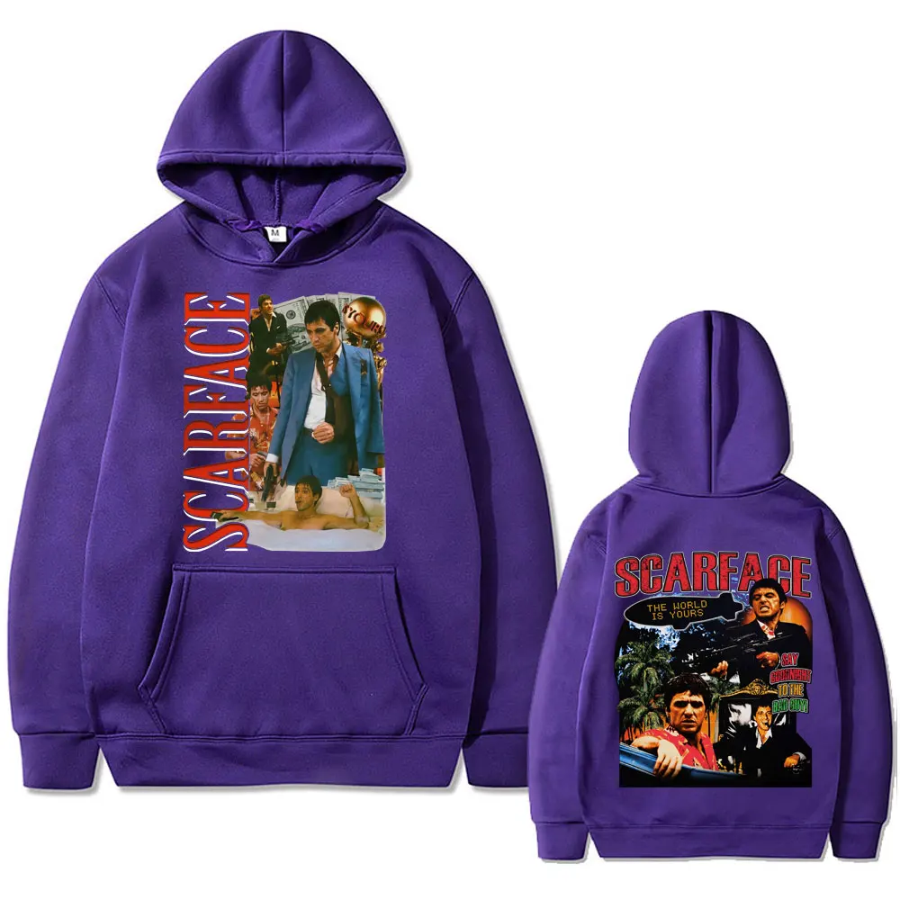 Classic Vintage Movie Scarface Al Pacino As Tony Montana Hoodie Men Casual Oversized Sweatshirt Male Hip Hop Punk Rock Hoodies