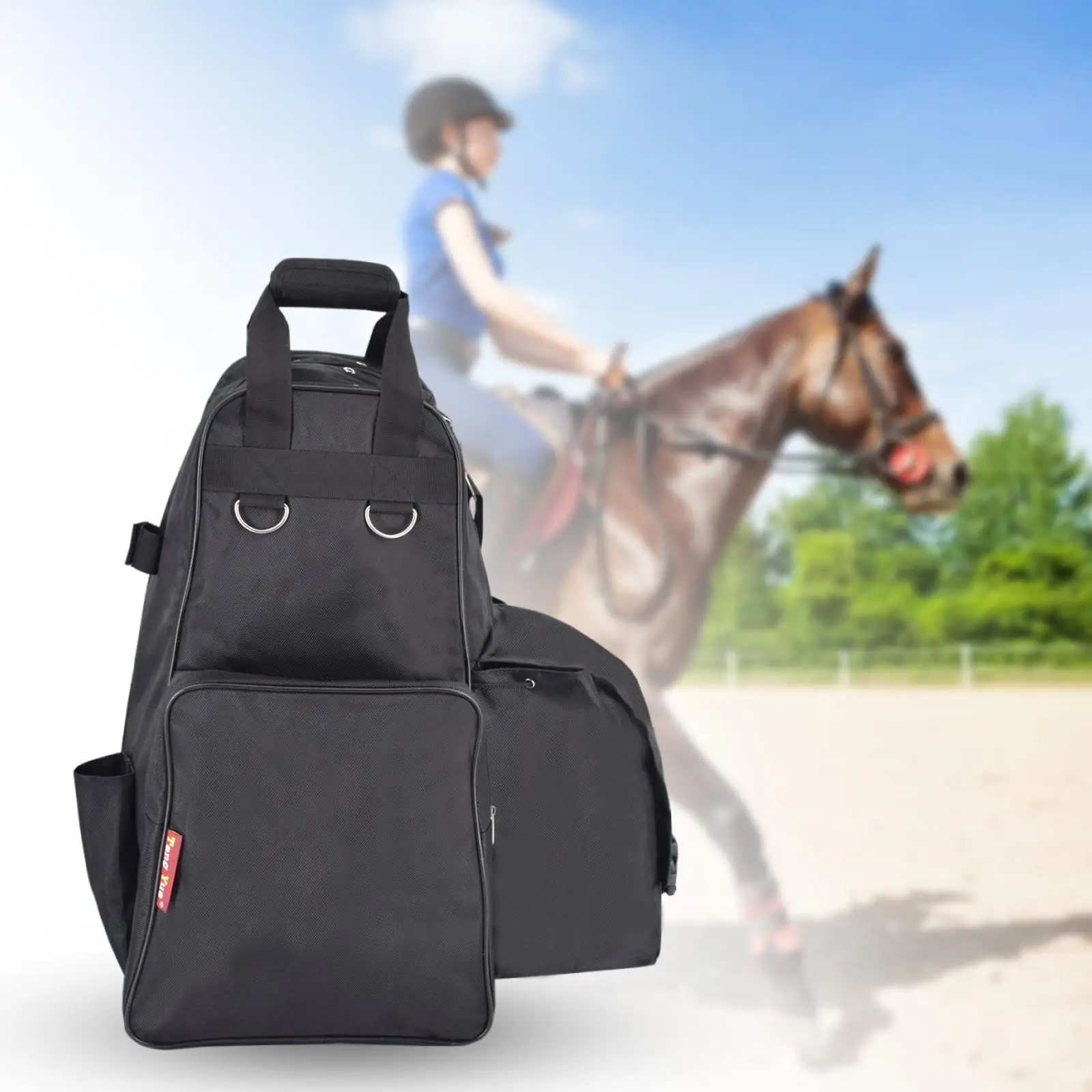 Equestrian Equipment Backpack Horse Riding Bag Helmet Boots Pants Leg Guards
