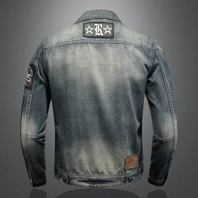 【mnem】Patch Biker Denim Jacket Upcycled Biker Denim Jacket With Patches / Reworked Vintage