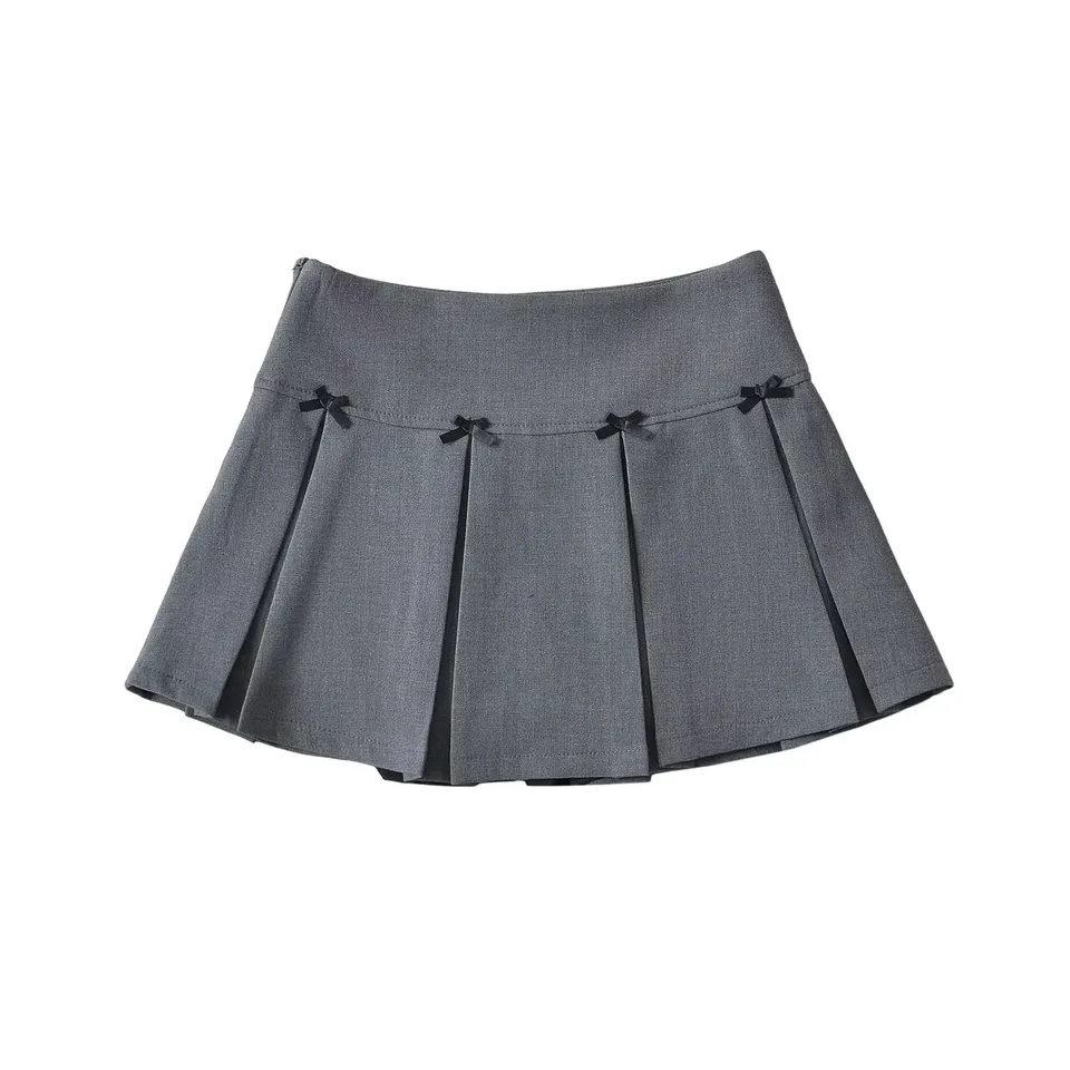 Womens A-Line Bow Mini Skirt with Panties