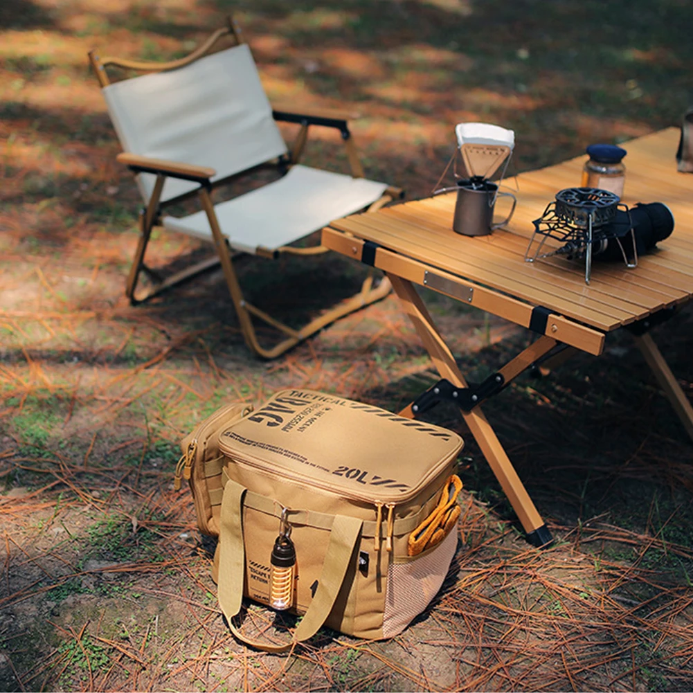 20 L Outdoor Camping Organizers Portable Gas Tank Tableware Box with Handle Removable Dividers for Beach Picnic Road Trip Travel